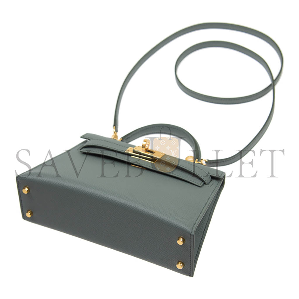 H**mes master mini kelly ii epsom almond green gold buckle (19*12*5.5cm)